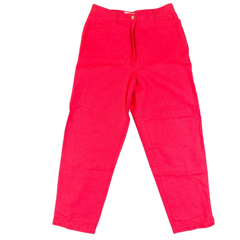 Talbots Red Irish Linen Blend Straight Leg High Rise Pants Size 10